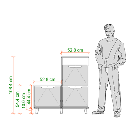 جاکفشی داشبوردی 3 درب نشیمن دار باکس دار پایه دار