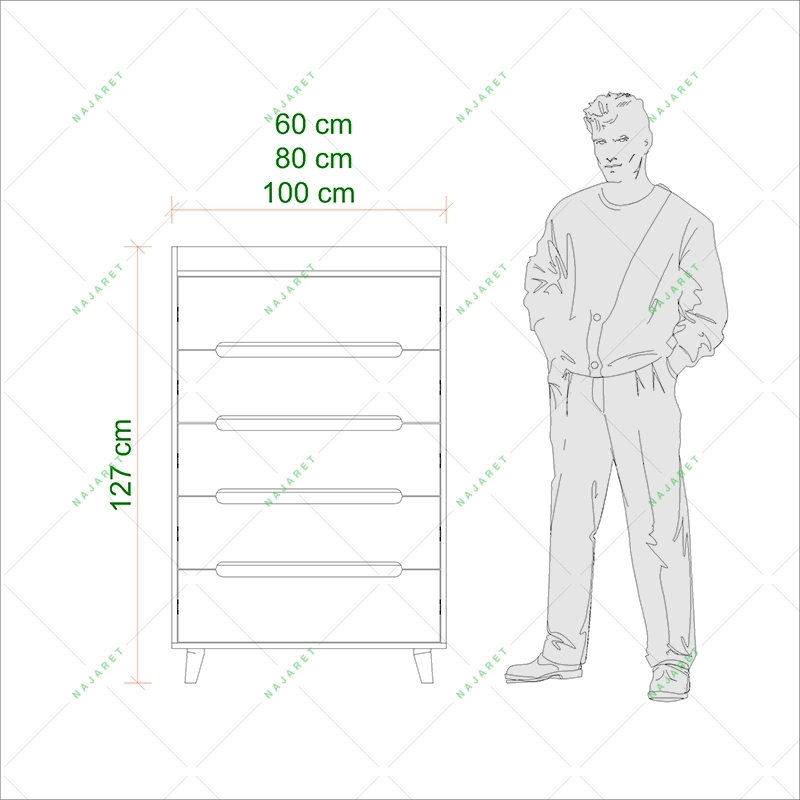 دراور 5 کشو پایه دار مدل DR-071